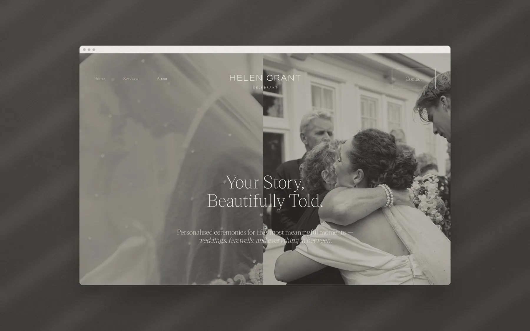Helen Grant Celebrant brand and website designed by A—Z Studio, presented in a browser window